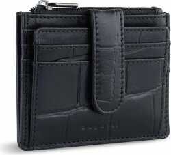 Портмоне для кредитных карт BUGATTI Nevio, чёрный, воловья/полиэстер, 12.5х2.5х9.3 см