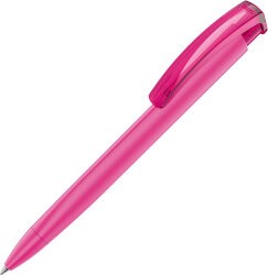 Ручка шариковая трехгранная UMA TRINITY K transparent GUM, soft-touch, розовый