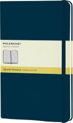 Записная книжка Moleskine Classic (в клетку) в твердой обложке, Large (13х21 см), голубой сапфир