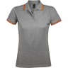 Рубашка поло женская Sol's Pasadena Women 200 с контрастной отделкой, серый меланж c оранжевым, размер S