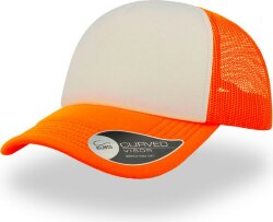Бейсболка RAPPER, 5 клиньев, пластиковая застежка, белый, оранжевый