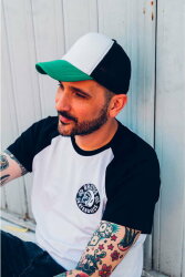 Бейсболка RAPPER, 5 клиньев, пластиковая застежка, белый, оранжевый