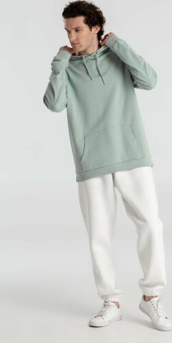 Толстовка с капюшоном унисекс Hoodie, серо-зеленая, размер XS
