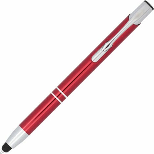 Шариковая кнопочная ручка-стилус Moneta из анодированного алюминия, красный