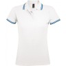 Рубашка поло женская Sol's Pasadena Women 200 с контрастной отделкой, белая с голубым, размер S