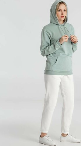 Толстовка с капюшоном унисекс Hoodie, серо-зеленая, XL