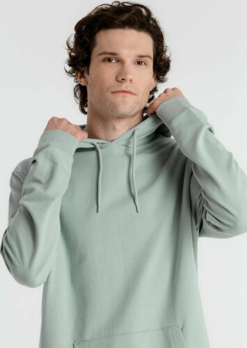 Толстовка с капюшоном унисекс Hoodie, серо-зеленая, XL
