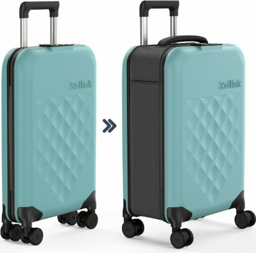 Чемодан складной Rollink Vega 360 55x40x20 см, 4 колеса, бирюзовый