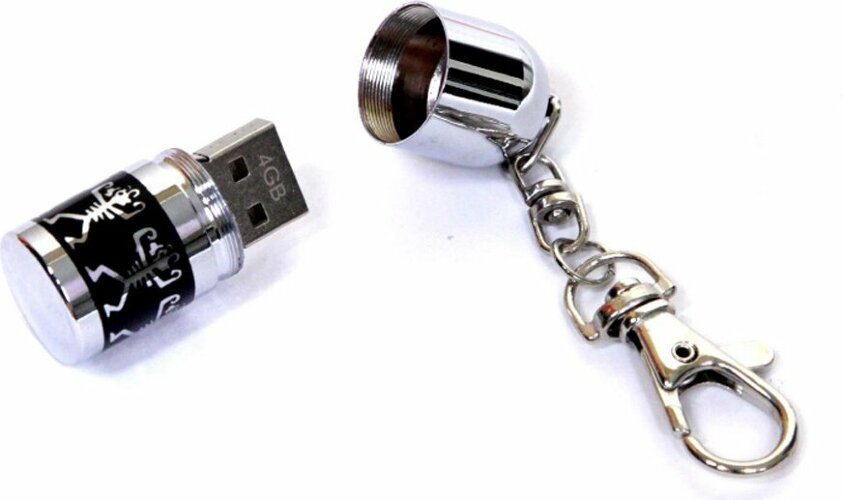 USB-флешка на 64 ГБ в виде пули с танцующими человечками, серебро