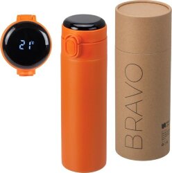 Вакуумная термокружка Waterline с медной изоляцией Bravo, 400 мл, тубус, оранжевый