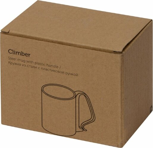 Стальная кружка Climber с пластиковой ручкой, серебристый/черный