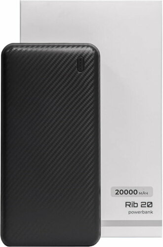 Универсальный аккумулятор OMG Rib 20 (20000 мАч), черный, 14,1х6.9х2,8 см