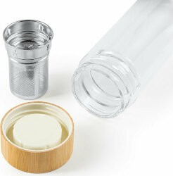 Бутылка SAOKO из боросиликатного стекла 420 мл, прозрачный/натуральный