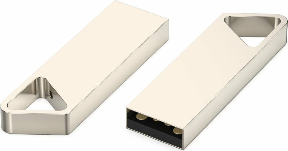 USB flash-карта SPLIT (32Гб), серебристая, 3,6х1,2х0,5 см, металл