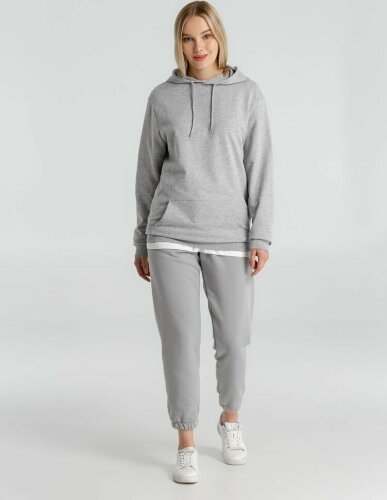 Толстовка с капюшоном унисекс Hoodie, серый меланж, размер XS