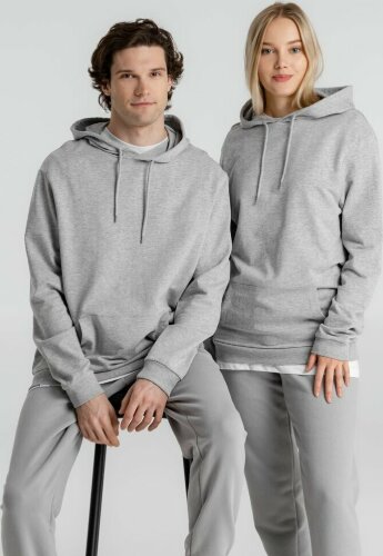 Толстовка с капюшоном унисекс Hoodie, серый меланж, размер XS