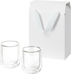 Подарочный набор 2 стеклянных стакана Lungo в коробке-пакете