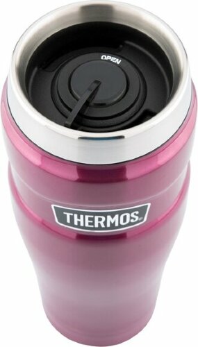 Кружка-термос со стальной колбой THERMOS SK1005 Matte Raspberry leak proof Vacuum Travel Tumbler 470 мл, красный
