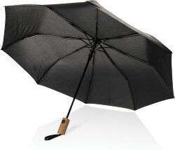Зонт с автоматическим открыванием XD Collection Kaycey из rPET и древесины акации AWARE™, d54 см, черный