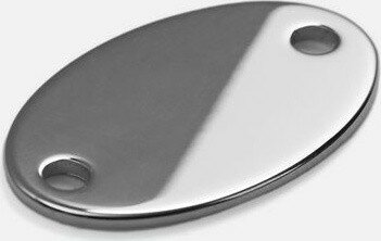 Шильдик металлический Alfa Oval, серебристый глянцевый