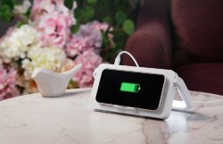 Лампа складная Smart Light с беспроводным (10W) зарядным устройством и подставкой для смартфона, белый