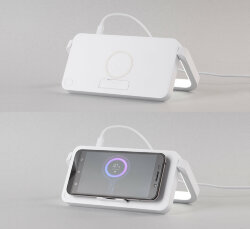 Лампа складная Smart Light с беспроводным (10W) зарядным устройством и подставкой для смартфона, белый