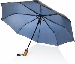 Зонт с автоматическим открыванием XD Collection Kaycey из rPET и древесины акации AWARE™, d54 см, темно-синий