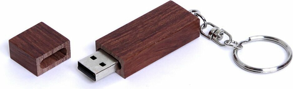 USB-флешка на 32 Гб прямоугольная форма, колпачек с магнитом, коричневый