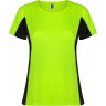  Футболка Roly Shanghai женская, неоновый зеленый/черный, размер XL (48-50)