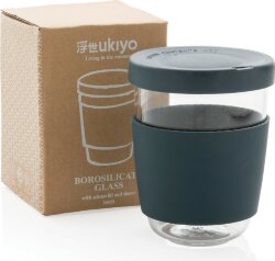 Стакан из боросиликатного стекла Ukiyo с силиконовой крышкой и держателем