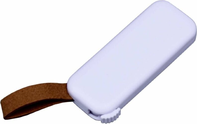 USB-флешка промо на 64 Гб прямоугольной формы, выдвижной механизм, белый