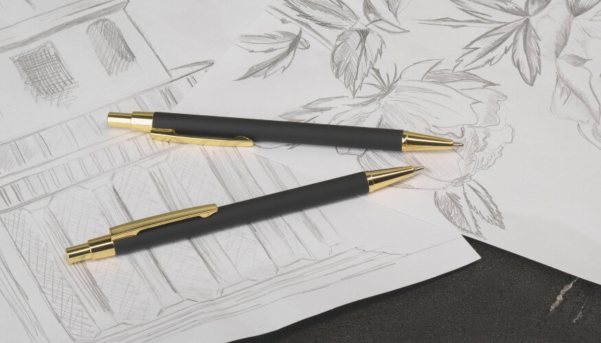 Набор CPen Ray (ручка+карандаш), черный/золотой