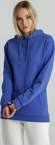 Толстовка с капюшоном унисекс Hoodie, ярко-синий меланж, размер XS