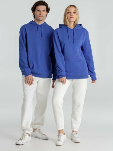 Толстовка с капюшоном унисекс Hoodie, ярко-синий меланж, размер XS