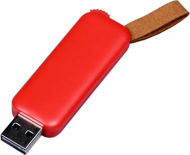 USB-флешка промо на 64 Гб прямоугольной формы, выдвижной механизм, красный