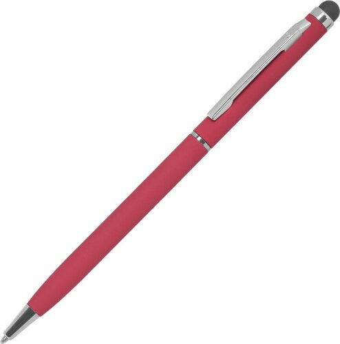 Ручка шариковая со стилусом B1 TOUCHWRITER SOFT, покрытие soft touch, красный, серебристый