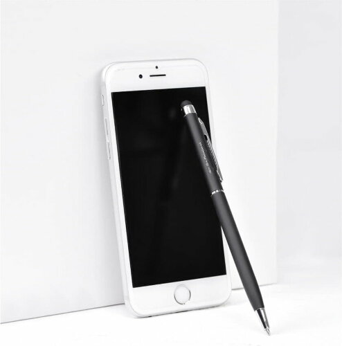 Ручка шариковая со стилусом B1 TOUCHWRITER SOFT, покрытие soft touch, красный, серебристый