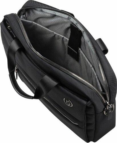 Портфель мужской BUGATTI Nero 15'', чёрный, нейлон 1680D/кожа, 42х10х30 см
