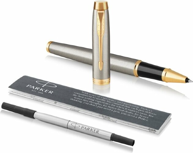 Ручка роллер Parker IM Core Brushed Metal GT, серебристый/золотистый