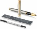 Ручка роллер Parker IM Core Brushed Metal GT, серебристый/золотистый
