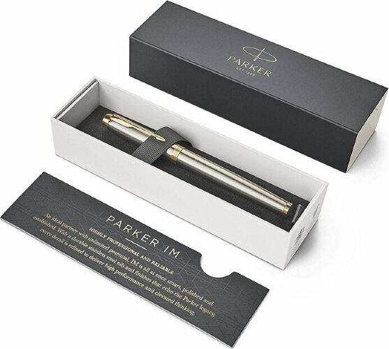 Ручка роллер Parker IM Core Brushed Metal GT, серебристый/золотистый