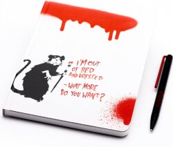Набор Pininfarina Banksy Крыса: шариковая ручка GrafeeX и блокнот линованный из каменной бумаги, А5
