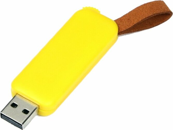 USB-флешка промо на 64 Гб прямоугольной формы, выдвижной механизм, желтый