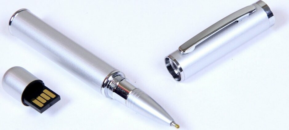USB-флешка на 32 Гб в виде ручки с мини чипом, серебро