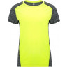 Спортивная футболка Roly Zolder женская, неоновый желтый/меланжевый черный, размер M (42-44)