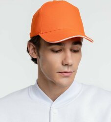 Бейсболка Molti Classic, оранжевая с белым кантом