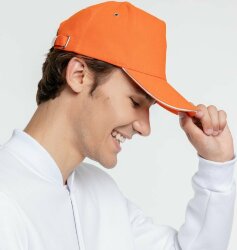 Бейсболка Molti Classic, оранжевая с белым кантом