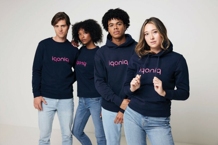 Свитшот Iqoniq Zion из переработанного хлопка, унисекс, 340 г/м2, темно-синий, размер 4XL