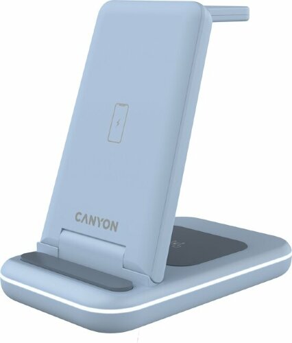 Беспроводное зарядное устройство 3-в-1 CANYON WS-304 (CNS-WCS304B), 15W, голубой