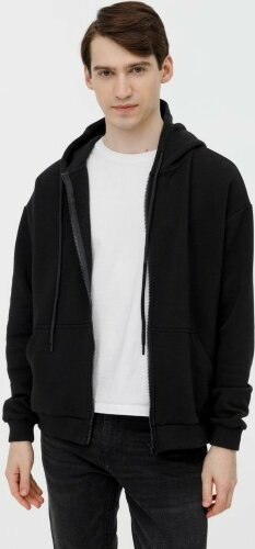 Толстовка унисекс оверсайз на молнии Zippy Terry, черная, XL/2XL